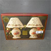 Lenox Porcelain Boxwood & Pine Tea Light Lamps