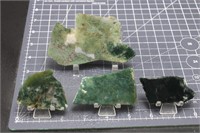 India Green Moss Agate, 3 Slabs, 1 End Cut