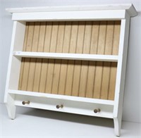 Shabby Chic Wood Wall Shelf with Peg Hooks