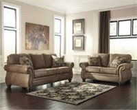 ASHLEY LARKINHURST SOFA & LOVE WITH NAILHEAD TRIM