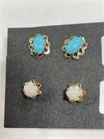 14kt Gold Turquoise Stud Earrings and 10kt Gold