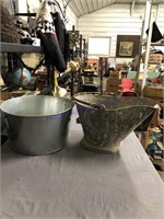 Galvanized tub, coal bucket