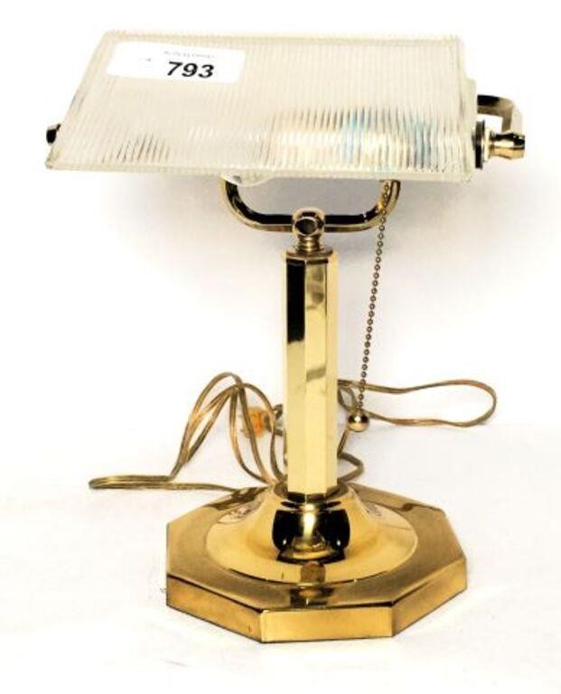 Metal Bankers Lamp with Clear Glass Shade