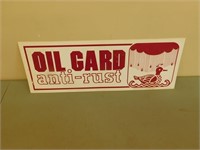 Oil guard anti rust plastic sign 9X22