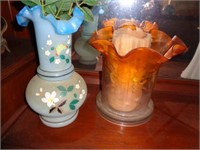 Bristol Enameld Vase & Hurricane Candleholder