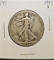 1945 S 90% Silver Walking Liberty Half Dollar