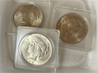 3 Peace Silver Dollars