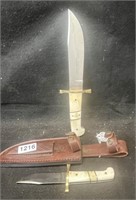 TIMBER RATTLER 12" BONE HANDLE KNIFE AND 8" KNIFE
