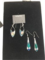Sterling and Pava Shell Earrings 2sets