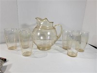 Vintage Ball Pitcher with 6 Glasses