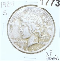 1924-S Silver Peace Dollar XF DETAIL