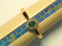 $200 Gold-Plated S/Silver Emerald & Diamond Ring