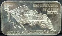 1 troy oz 200th Anniversary silver bar