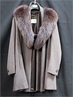Max Mara fir trim coat, Italy, size 2