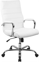 White LeatherSoft Executive Swivel Office Chair