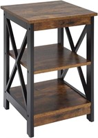 End Table with Shelves, Barnwood/Black