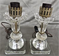 2- VINTAGE CLEAR  GLASS LAMPS/ NO SHADES