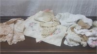 Large Box Of Antique Linens And Hand Work