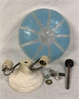 Antique Baby Blue Glass Ceiling Shade w/ Hardware