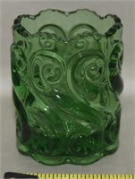 Vtg LG Wright Green Glass S Repeat Toothpick 2 3/8