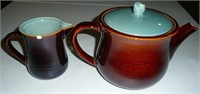 Red Wing Tea Pot and Cup with Lip Chip