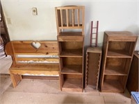 6 wooden items, bench , appears to be