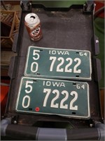1964 IA License Plate Pair County 50 #7222