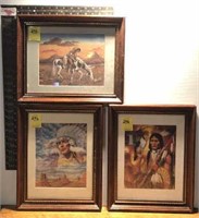 3 PIECE LOT, CHIEF, HORSEBACK, FALCON