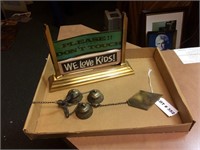 Brass sign holder and wind chime