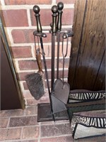 Bronzed Fireplace Tools w/ Stand