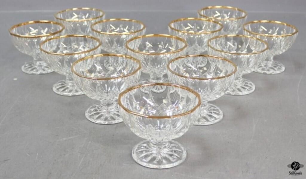 Crystal Dessert Cups w/Gold Rim 12 Pc
