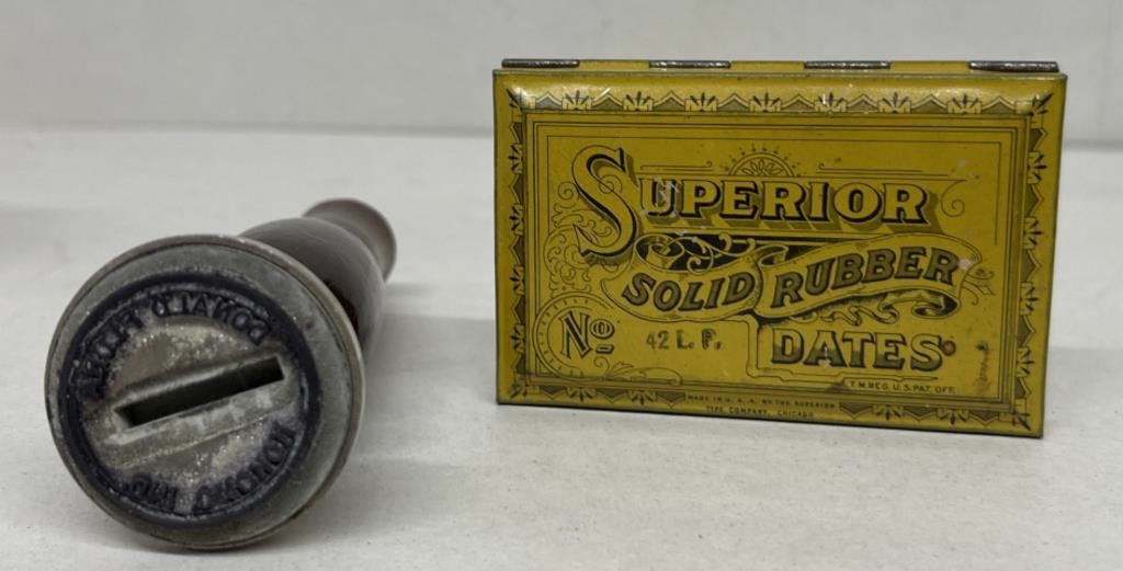 Antique superior TIN with rubber stamp