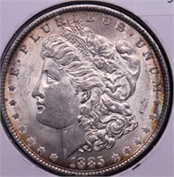 NICE RAINBOW 1885 MORGAN DOLLAR CHOICE BU