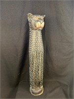 Indonesian Black & White Spotted Cat Sculpture