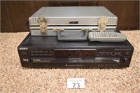 Sony 5-Disc CD Player & Case of Cassettes