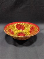 Vintage goofus glass gold painted bowl with roses
