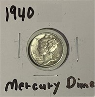 US 1940D Silver Mercury Dime
