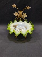 Decorative green flower bowl, wire base possible