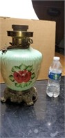 Vintage lamp base green with flowers nice