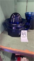 Vintage Cobalt Blue Two Piece Juicer And small