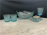5 BLUE GLASS PIECES