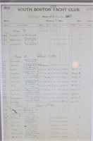 1910 South Boston yacht Club sheet