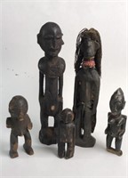 5 African Carved Statues / Dolls
