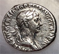 98-117 Roman Empire Trajan Silver Denarius