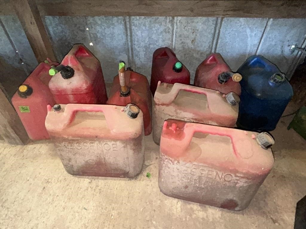 8 Gas cans and 1 Kerosene can