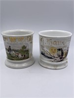 Hunting & Owl Porcelain Occupational Shaving Mugs