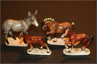 Porcelain Horses and Donkey