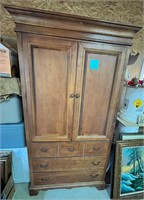 Large Oak Armoire with 3 Drawers