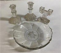 Vintage crystal bowl with scalloped edges