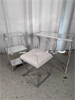 (3) Modern Silver Chromed furniture pieces